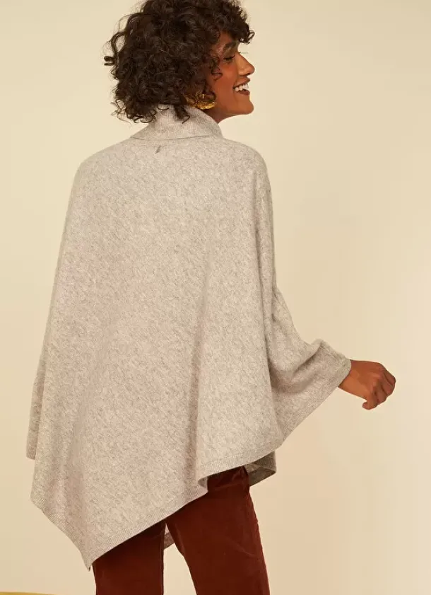 Sud Express Jumpers & Cardigans|Poncho Asymetrique En Cachemire Perle Chine Presta