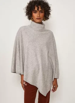 Sud Express Jumpers & Cardigans|Poncho Asymetrique En Cachemire Perle Chine Presta