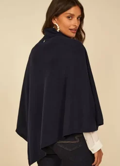Sud Express Jumpers & Cardigans|Poncho Asymetrique En Cachemire Marine Presta