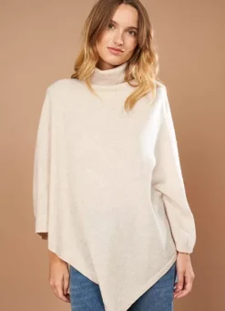 Sud Express Jumpers & Cardigans|Poncho Asymetrique En Cachemire Beige Chine Presta