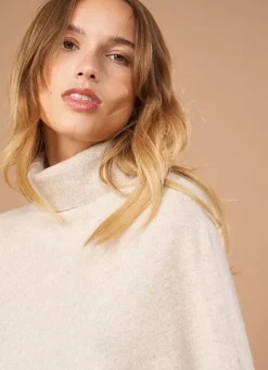 Sud Express Jumpers & Cardigans|Poncho Asymetrique En Cachemire Beige Chine Presta