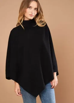 Sud Express Jumpers & Cardigans|Poncho Asymetrique En Cachemire Noir Presta