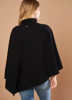 Sud Express Jumpers & Cardigans|Poncho Asymetrique En Cachemire Noir Presta