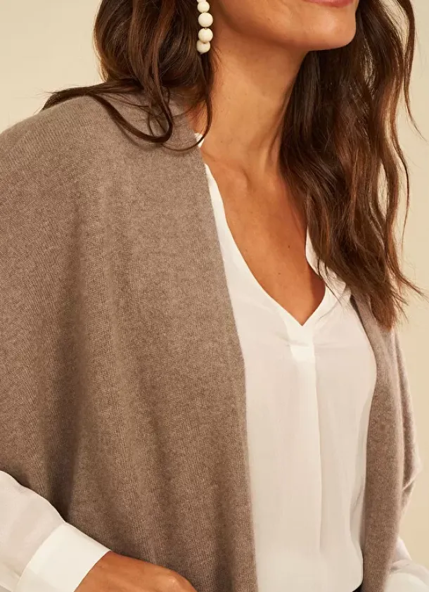 Sud Express Jumpers & Cardigans|Poncho Long Et Ouvert Pur Cachemire Vison Gwenaelle