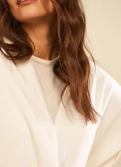 Sud Express Jumpers & Cardigans|Poncho Long Et Ouvert Pur Cachemire Milk Gwenaelle