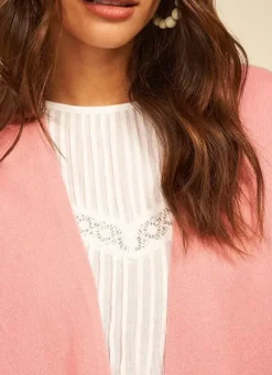Sud Express Jumpers & Cardigans|Poncho Long Et Ouvert Pur Cachemire Blush Gwenaelle