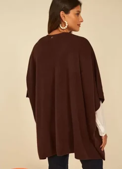 Sud Express Jumpers & Cardigans|Poncho Long Et Ouvert Pur Cachemire Marron Gwenaelle