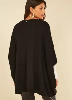 Sud Express Jumpers & Cardigans|Poncho Long Et Ouvert Pur Cachemire Noir Gwenaelle