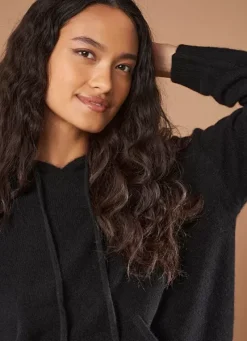Sud Express Jumpers & Cardigans|Pull A Capuche En Cachemire Epais Noir Mabebe