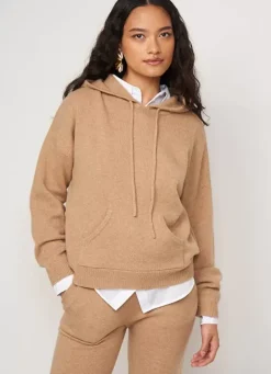 Sud Express Jumpers & Cardigans|Pull A Capuche En Cachemire Epais Camel Mabebe