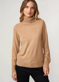 Sud Express Jumpers & Cardigans|Pull A Col Montant Camel Missy