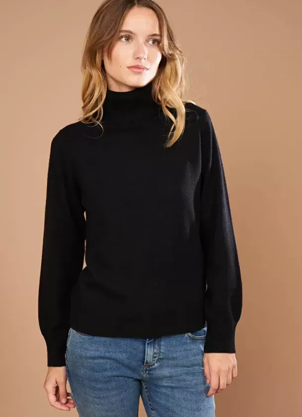 Sud Express Jumpers & Cardigans|Pull A Col Montant Noir Missy