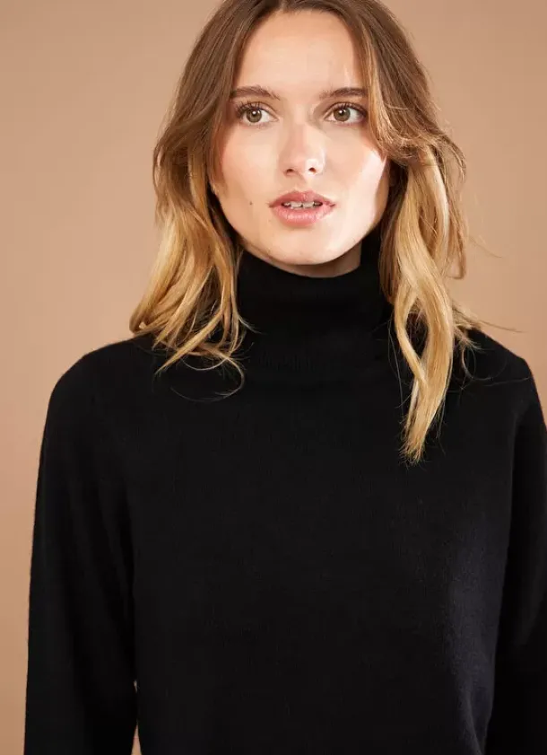 Sud Express Jumpers & Cardigans|Pull A Col Montant Noir Missy