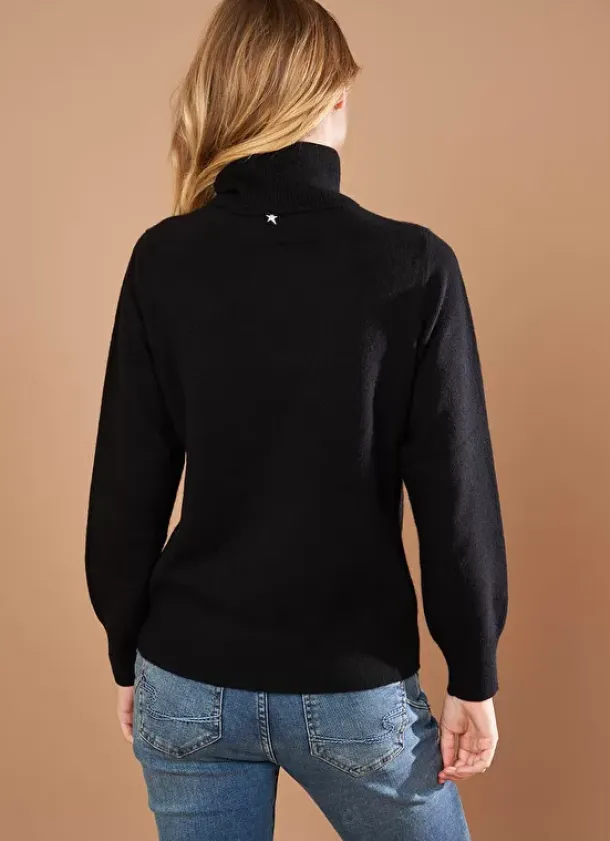 Sud Express Jumpers & Cardigans|Pull A Col Montant Noir Missy