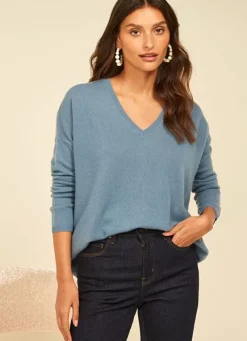 Sud Express Jumpers & Cardigans|Pull Au Volume Oversize Et A Manches Longues Pres Du Corps Denim Monjoe