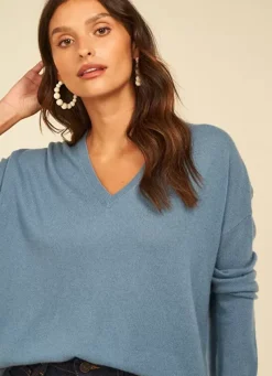 Sud Express Jumpers & Cardigans|Pull Au Volume Oversize Et A Manches Longues Pres Du Corps Denim Monjoe