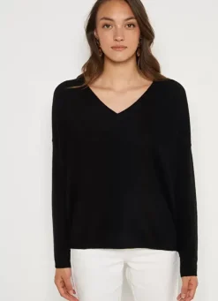 Sud Express Jumpers & Cardigans|Pull Au Volume Oversize Et A Manches Longues Pres Du Corps Noir Monjoe