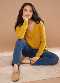 Sud Express Jumpers & Cardigans|Pull Au Volume Oversize Et A Manches Longues Pres Du Corps Safran Monjoe
