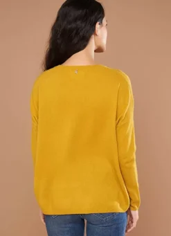 Sud Express Jumpers & Cardigans|Pull Au Volume Oversize Et A Manches Longues Pres Du Corps Safran Monjoe