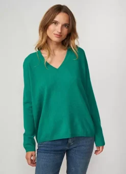 Sud Express Jumpers & Cardigans|Pull Au Volume Oversize Et A Manches Longues Pres Du Corps Vert Monjoe