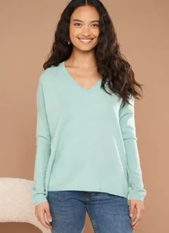 Sud Express Jumpers & Cardigans|Pull Au Volume Oversize Et A Manches Longues Pres Du Corps Aqua Monjoe