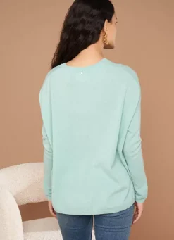 Sud Express Jumpers & Cardigans|Pull Au Volume Oversize Et A Manches Longues Pres Du Corps Aqua Monjoe