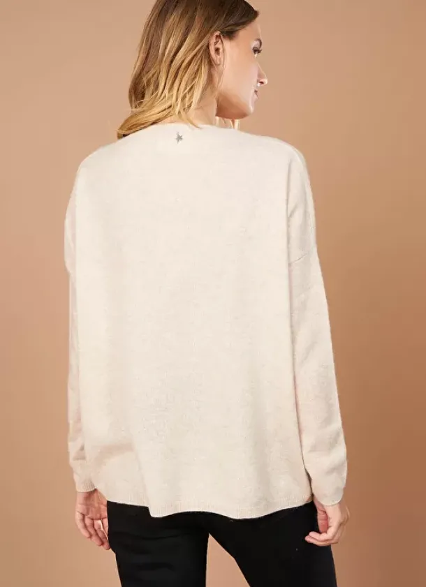 Sud Express Jumpers & Cardigans|Pull Au Volume Oversize Et A Manches Longues Pres Du Corps Beige Chine Monjoe