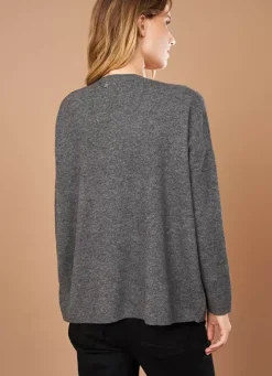 Sud Express Jumpers & Cardigans|Pull Au Volume Oversize Et A Manches Longues Pres Du Corps Gris Chine Monjoe
