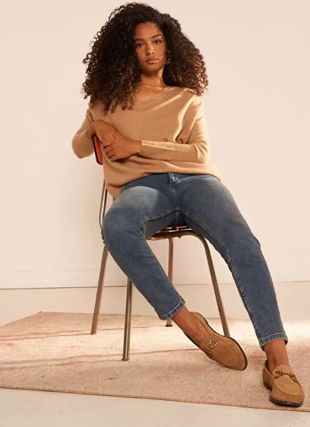 Sud Express Jumpers & Cardigans|Pull Au Volume Oversize Et A Manches Longues Pres Du Corps Camel Monjoe