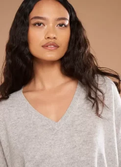 Sud Express Jumpers & Cardigans|Pull Au Volume Oversize Et A Manches Longues Pres Du Corps Perle Chine Monjoe