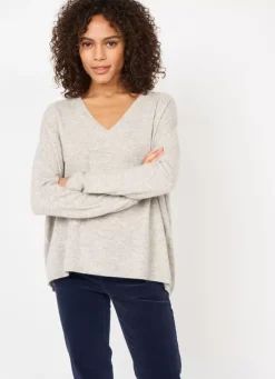Sud Express Jumpers & Cardigans|Pull Au Volume Oversize Et A Manches Longues Pres Du Corps Perle Chine Monjoe