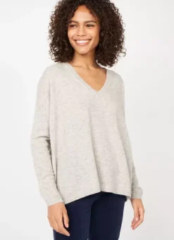 Sud Express Jumpers & Cardigans|Pull Au Volume Oversize Et A Manches Longues Pres Du Corps Perle Chine Monjoe