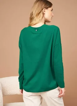 Sud Express Jumpers & Cardigans|Pull Au Volume Oversize Et A Manches Longues Pres Du Corps Green Monjoe