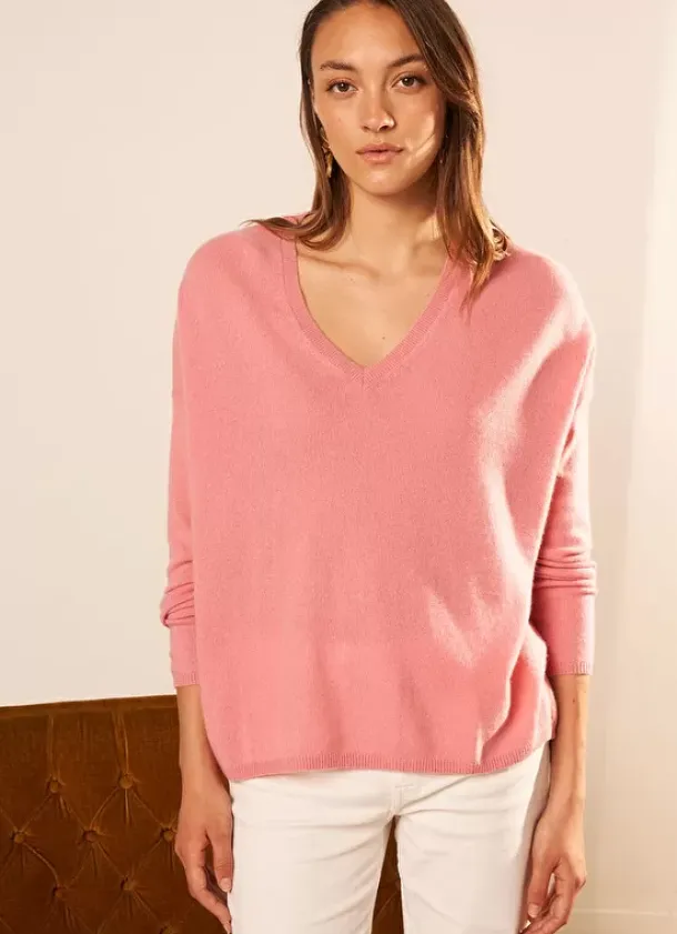 Sud Express Jumpers & Cardigans|Pull Au Volume Oversize Et A Manches Longues Pres Du Corps Blush Monjoe
