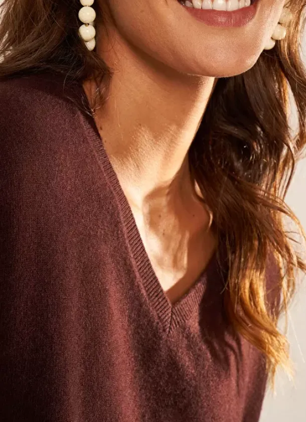 Sud Express Jumpers & Cardigans|Pull Au Volume Oversize Et A Manches Longues Pres Du Corps Marron Monjoe