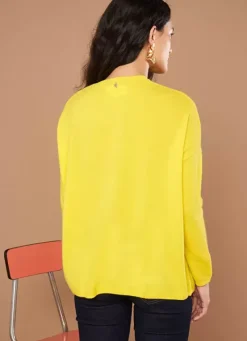 Sud Express Jumpers & Cardigans|Pull Au Volume Oversize Et A Manches Longues Pres Du Corps Jaune Monjoe