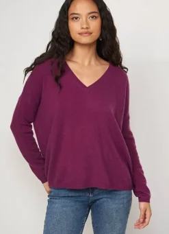 Sud Express Jumpers & Cardigans|Pull Au Volume Oversize Et A Manches Longues Pres Du Corps Prune Monjoe
