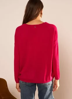 Sud Express Jumpers & Cardigans|Pull Au Volume Oversize Et A Manches Longues Pres Du Corps Framboise Monjoe