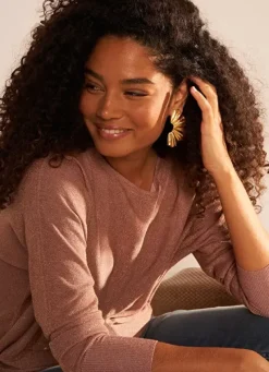 Sud Express Jumpers & Cardigans|Pull Col Bateau A Manches Longues Poudre Macarena