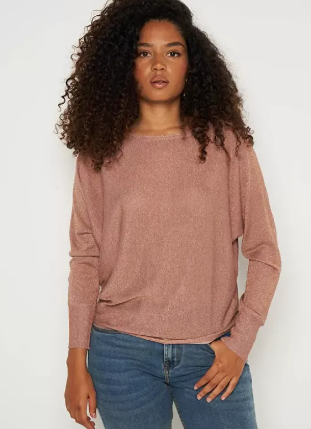 Sud Express Jumpers & Cardigans|Pull Col Bateau A Manches Longues Poudre Macarena