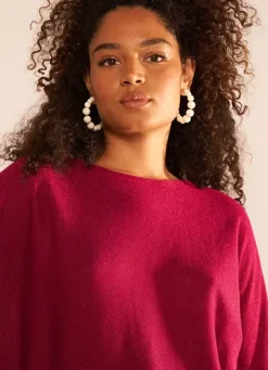 Sud Express Jumpers & Cardigans|Pull Col Bateau A Manches Longues Framboise Macarena