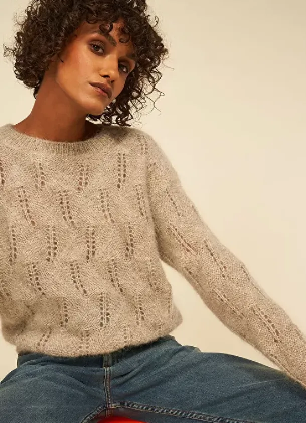Sud Express Jumpers & Cardigans|Pull Col Bateau Ecru Chine Mantiby