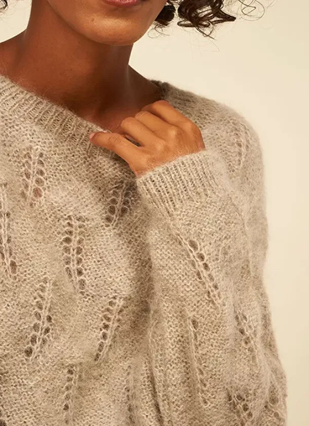Sud Express Jumpers & Cardigans|Pull Col Bateau Ecru Chine Mantiby