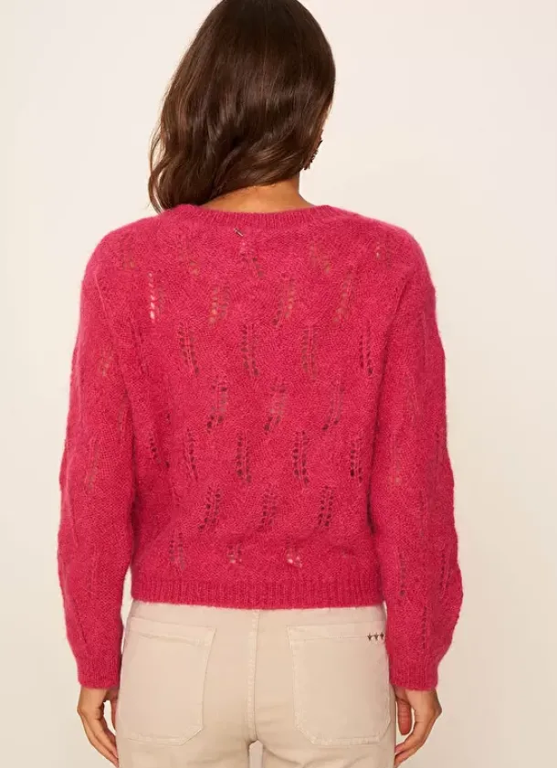Sud Express Jumpers & Cardigans|Pull Col Bateau Framboise Mantiby
