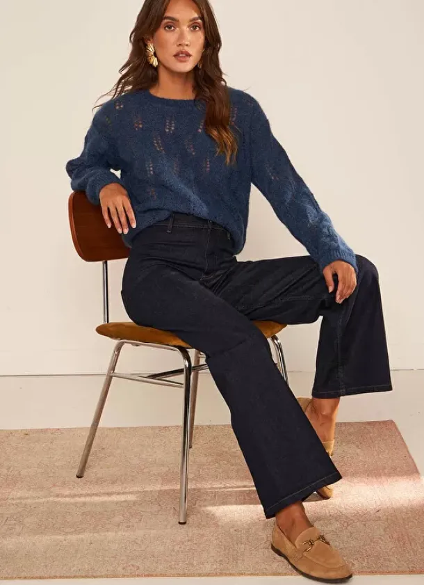 Sud Express Jumpers & Cardigans|Pull Col Bateau Indigo Mantiby