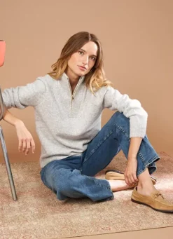 Sud Express Jumpers & Cardigans|Pull Col Camionneur Avec Zip Perle Chine Marion