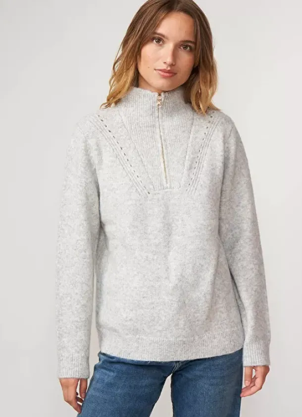 Sud Express Jumpers & Cardigans|Pull Col Camionneur Avec Zip Perle Chine Marion