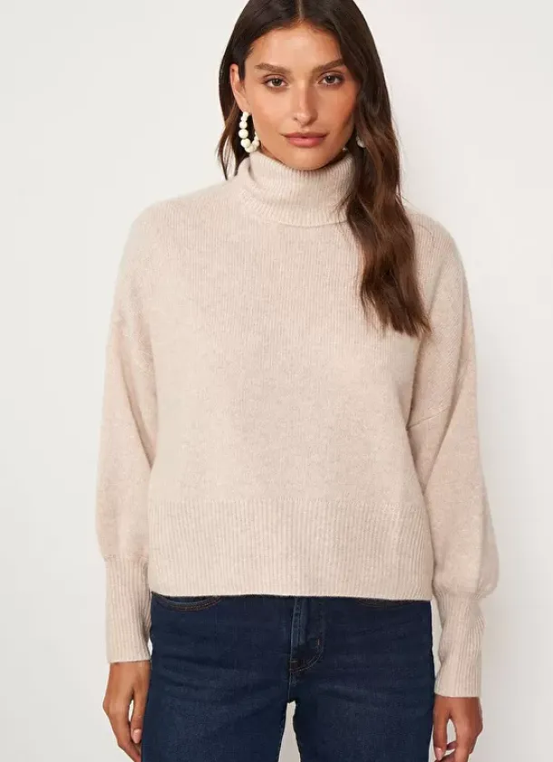 Sud Express Jumpers & Cardigans|Pull Col Montant, 100% Cachemire Beige Chine Monpran