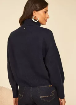 Sud Express Jumpers & Cardigans|Pull Col Montant, 100% Cachemire Marine Monpran