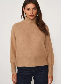 Sud Express Jumpers & Cardigans|Pull Col Montant, 100% Cachemire Camel Monpran